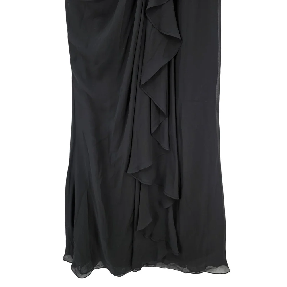 Lavetir Womens 8 Black Off Shoulder Ruched Chiffon Evening Gown
